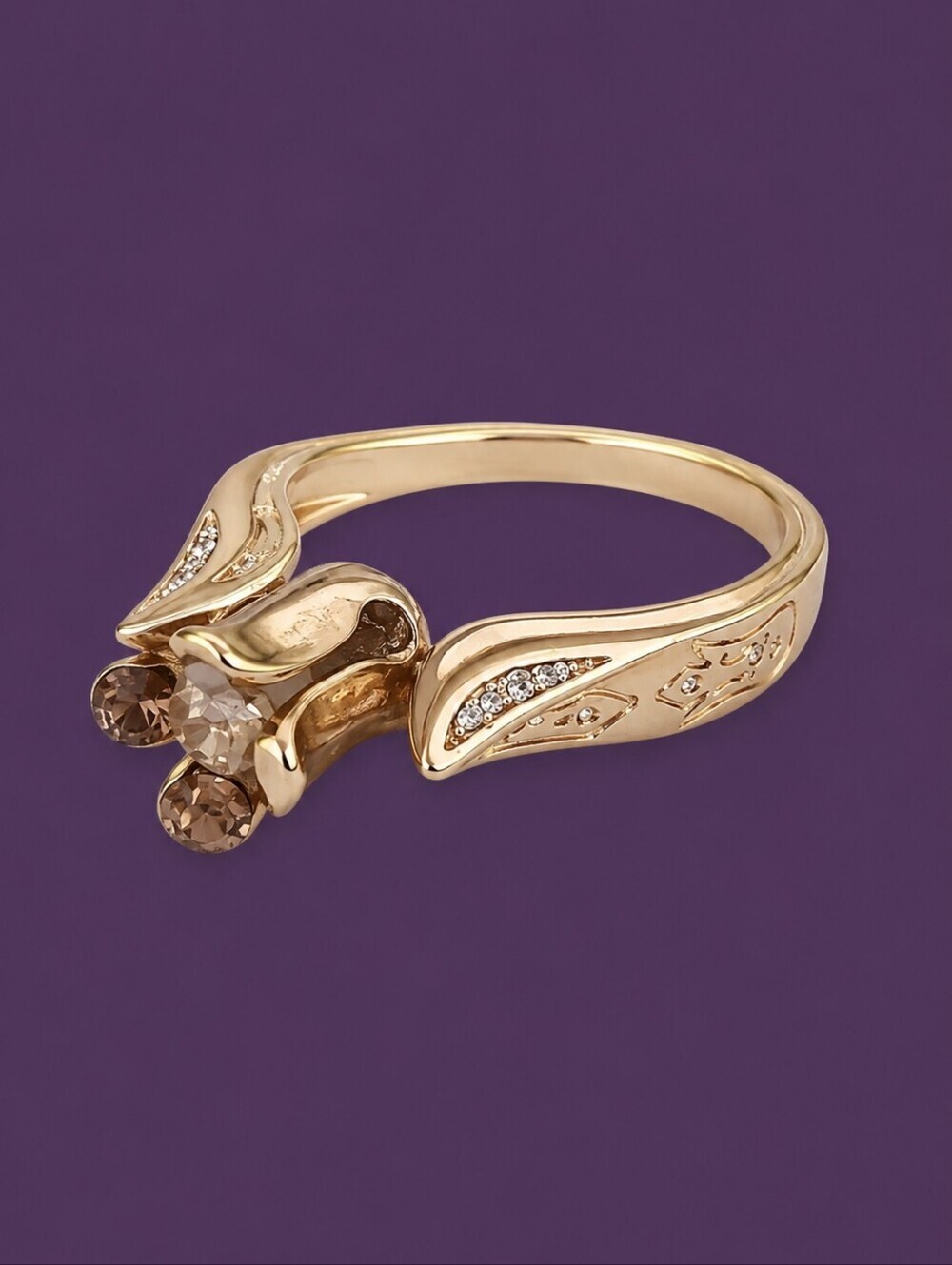 Silvertone Tulip Shaped Crystal Fairycore Ring Size 5.75